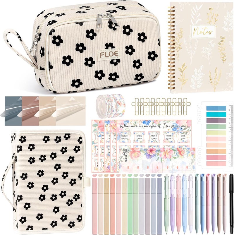 FLOE Bible Study Supplies Journaling Kit for Women with Bible Cover Case, Valentines Day Christian Gifts for Women, Bible Study Tools Accessories Set w/Highlighter Pen, Pencil Case Notebook Annotation Kit - Image 1